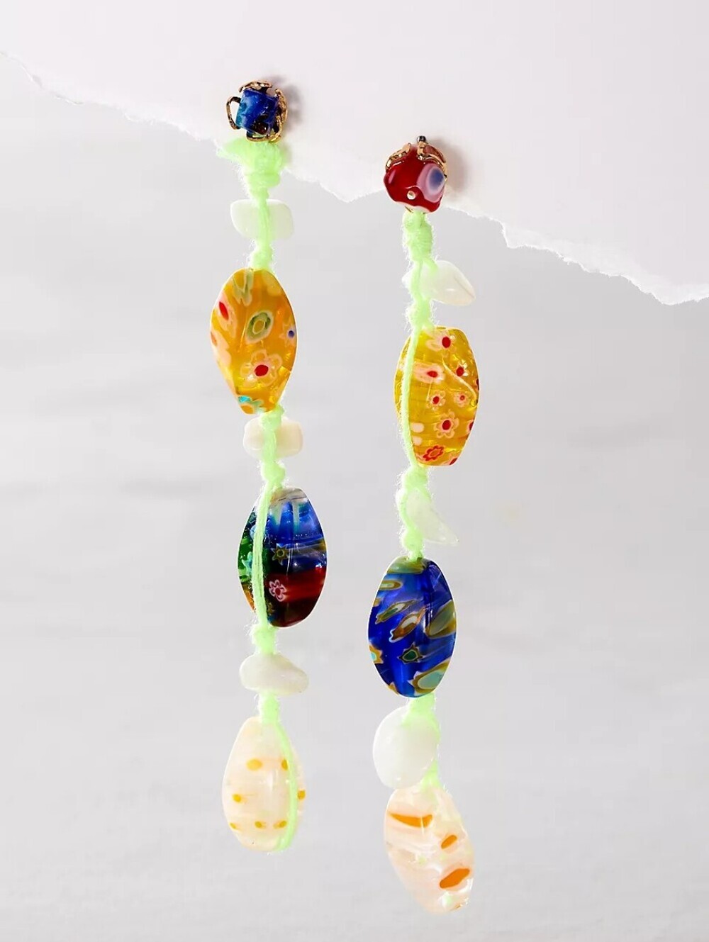 NWT Free People Ariana Ost Voyage Dangle Earrings Neon Crystal Beaded
